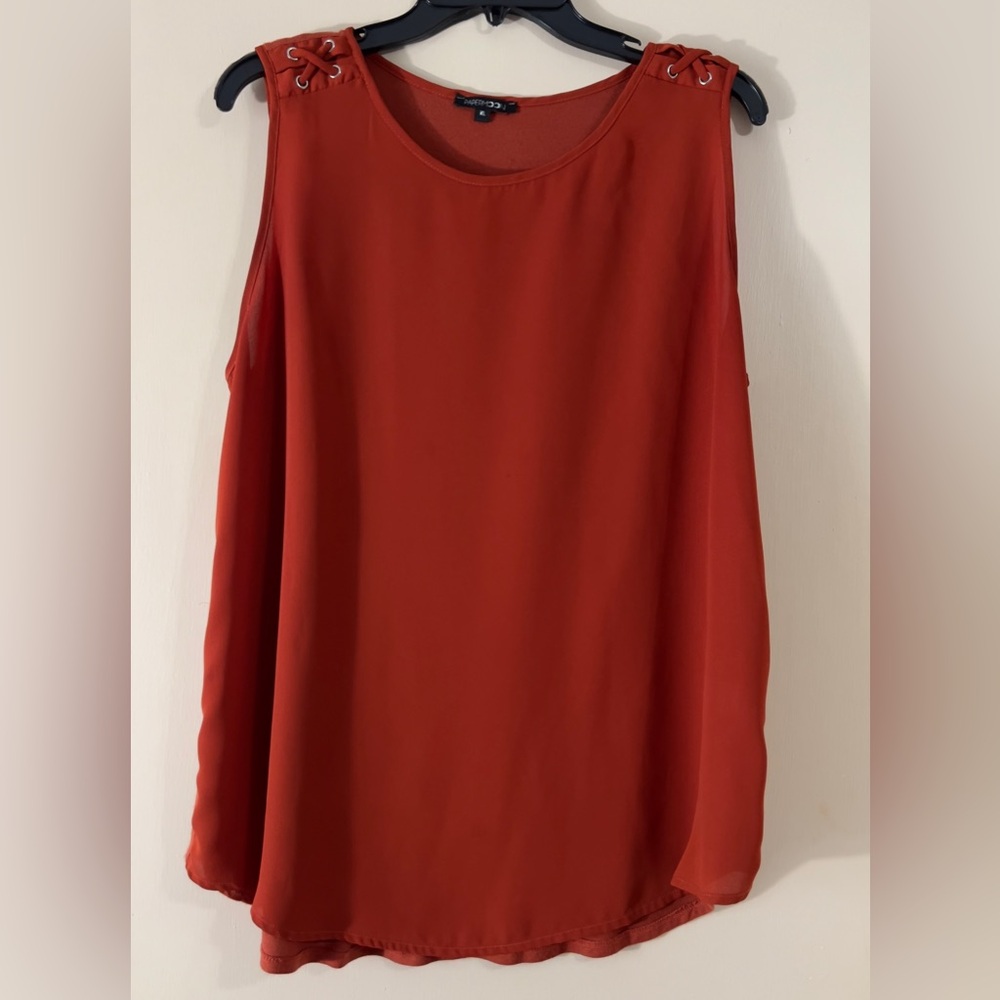 Women’s Paper Moon Burnt Orange Sleeveless Top, XL